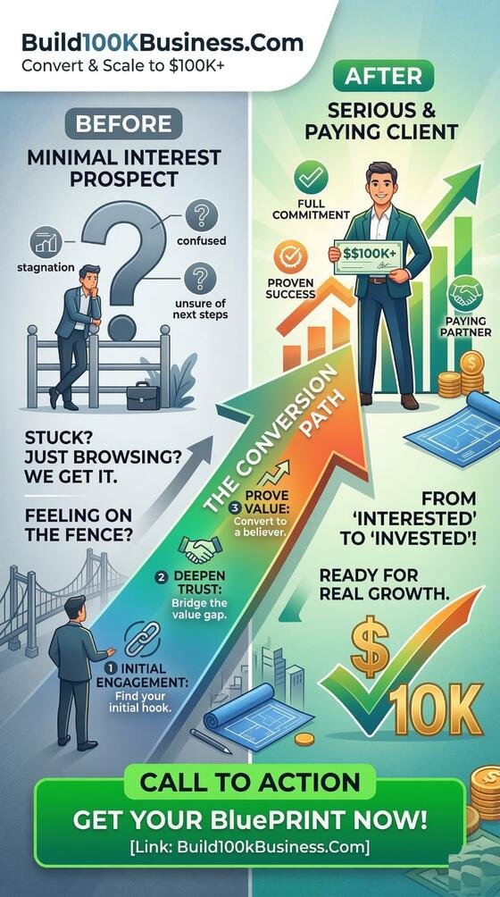 Business growth AI software - conversion path from prospect to paying client using AI voice and chat systems by Build100KBusiness.com